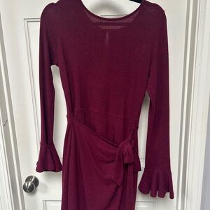 Lulus burgundy wrap sweater dress